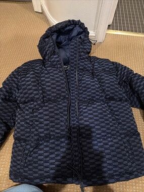 Kith Navy Check-Logo Puffer Interior unisex